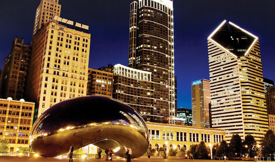 Chicago Cloud Gate bei Nacht