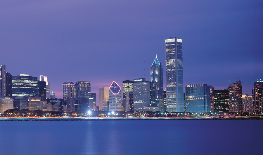 Chicago Skyline bei Nacht