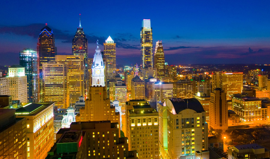 Philadelphia Skyline bei Nacht