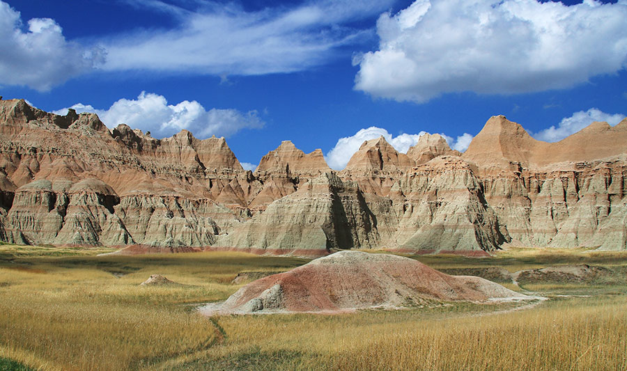 Einzigartige Landschaft im Badlands National Park, South Dakota