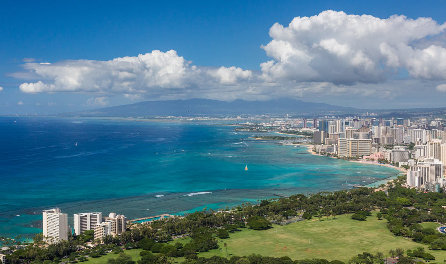 Blick auf Waikiki und Honolulu vom Leahi-Vulkans, Oahu