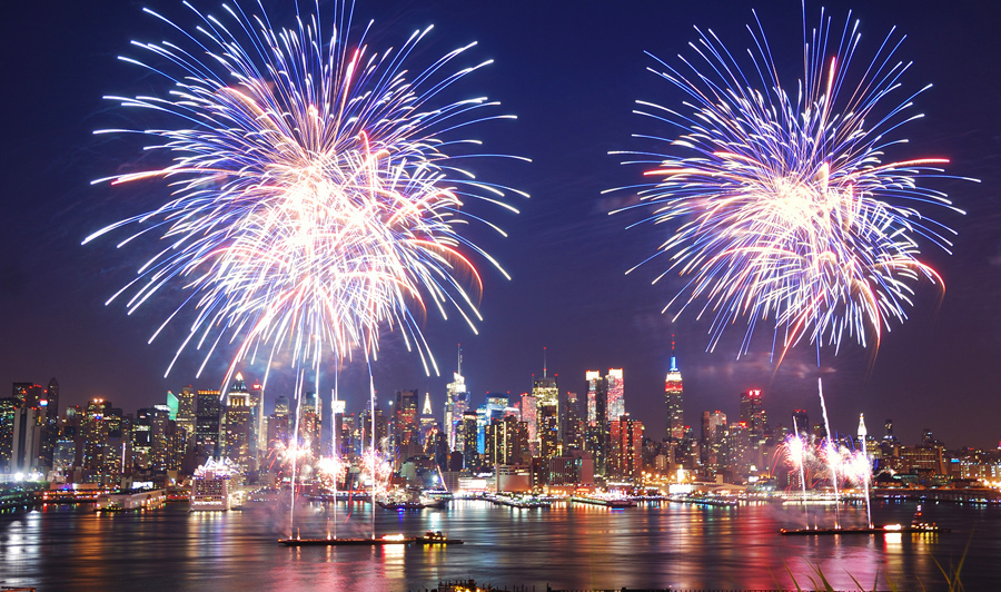 New Yorker Skyline Feuerwerk