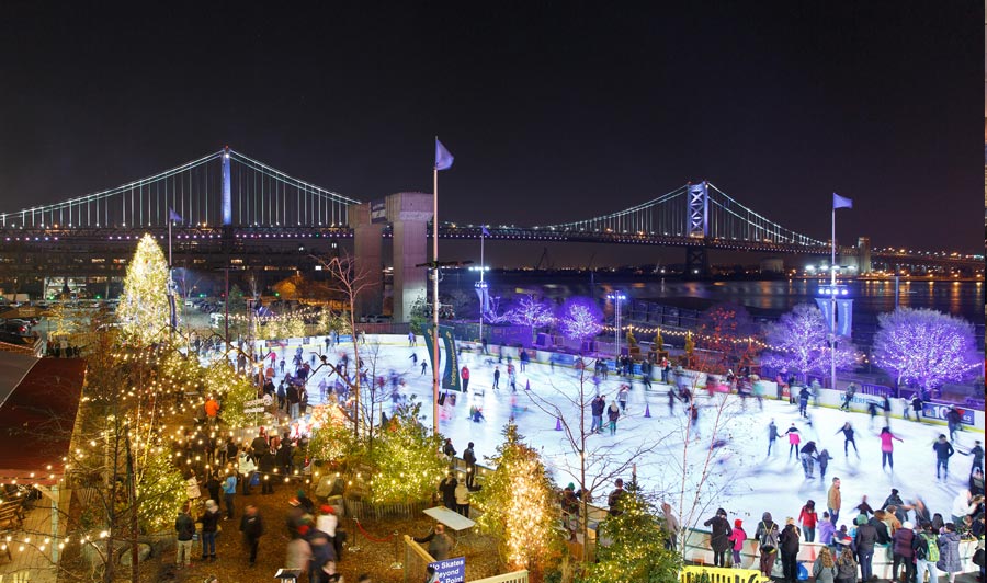 Eisbahn an der Delaware Riverfront 