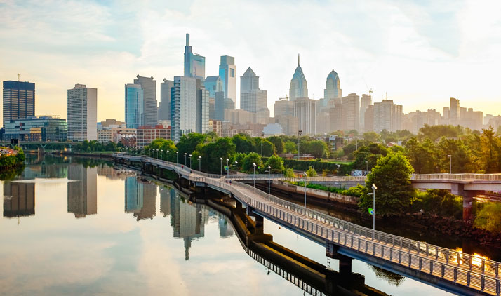 Philadelphia Skyline bei Nacht