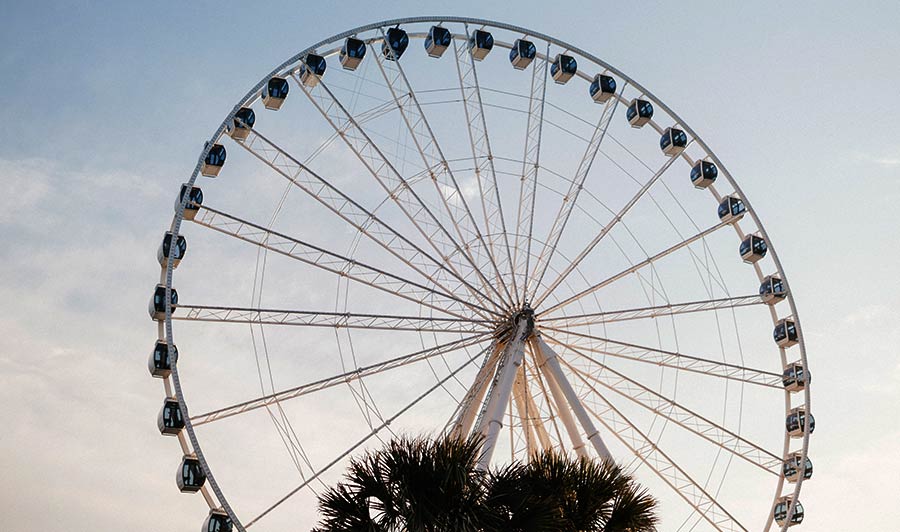 SkyWheel und Vergnügungsparks am Strand von Myrtle Beach, South Carolina