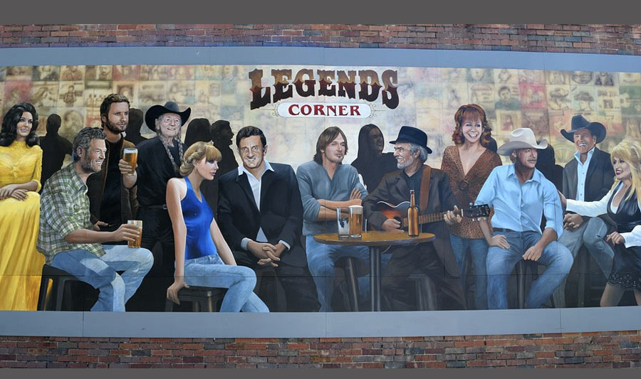 Mural an der Musikkneipe Legend's Corner, Nashville