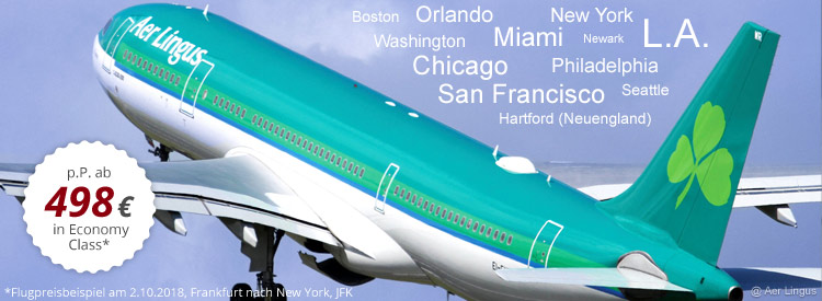 Billigflüge in die USA von Aer Lingus