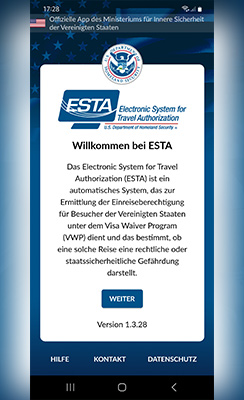ESTA-Beantragung über Mobilgeräte